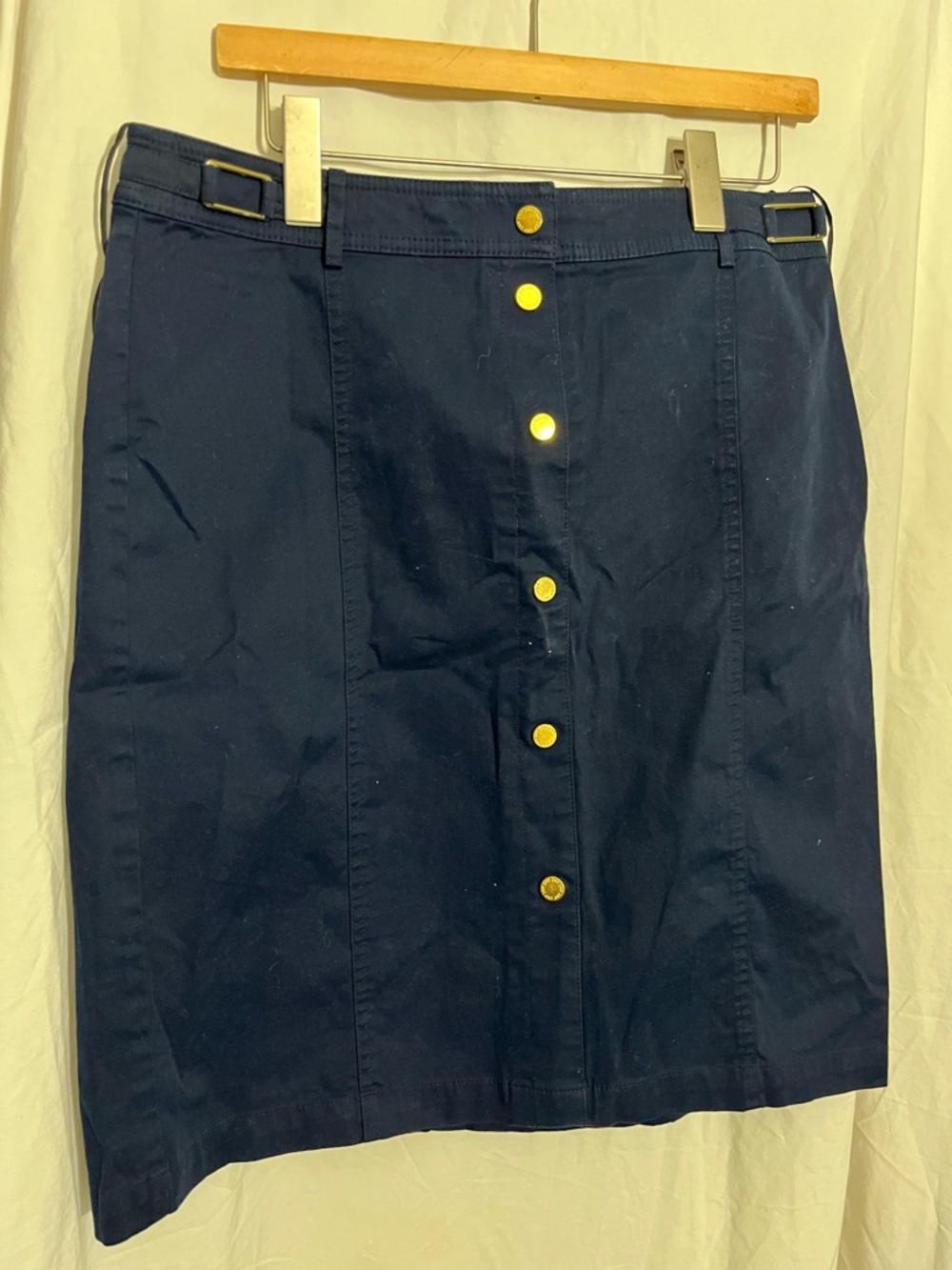 Jones New York Dark Navy Pencil Skirt with Gold Buttons